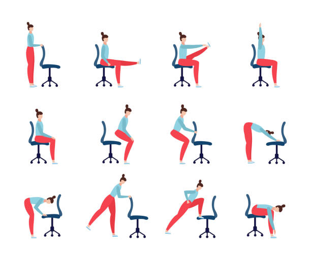 Person performing a gentle seated stretch at an office desk